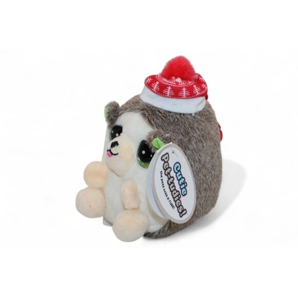 Cutie Pet-Tudies Roly Holiday Hedgehog Plush Backpack Clip With Red Hat & Pom Po - Picture 2 of 4
